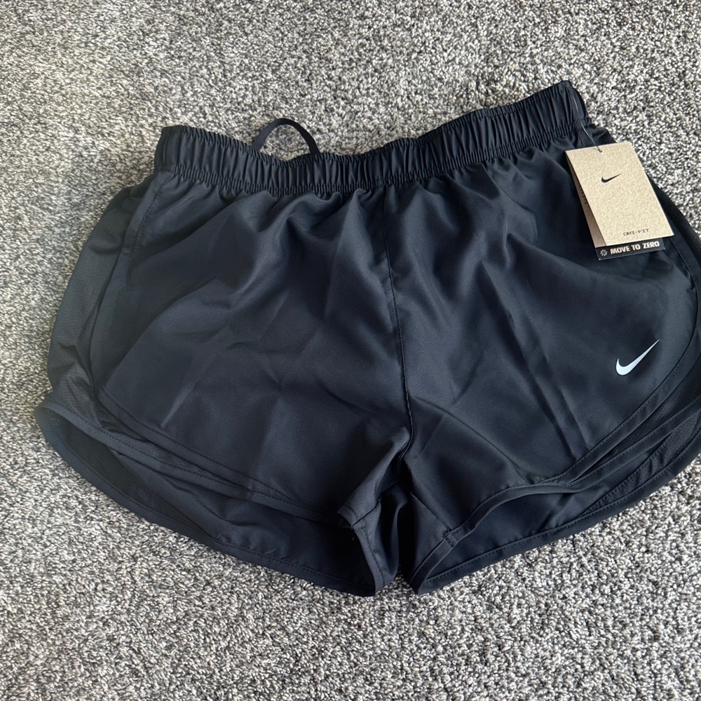 Nike Women's Black Athletic Running Shorts with White Swoosh